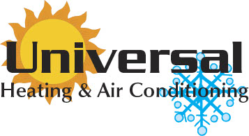 Universal Heat & Air Conditioning logo orange and blu